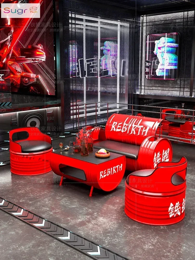 Öltrommelk für den Außenbereich, Sofa, Büro, Verhandlungsbereich, Industriestil, Milchteeladen, Restaurant, Internet, Promi-Stehtisch und ca