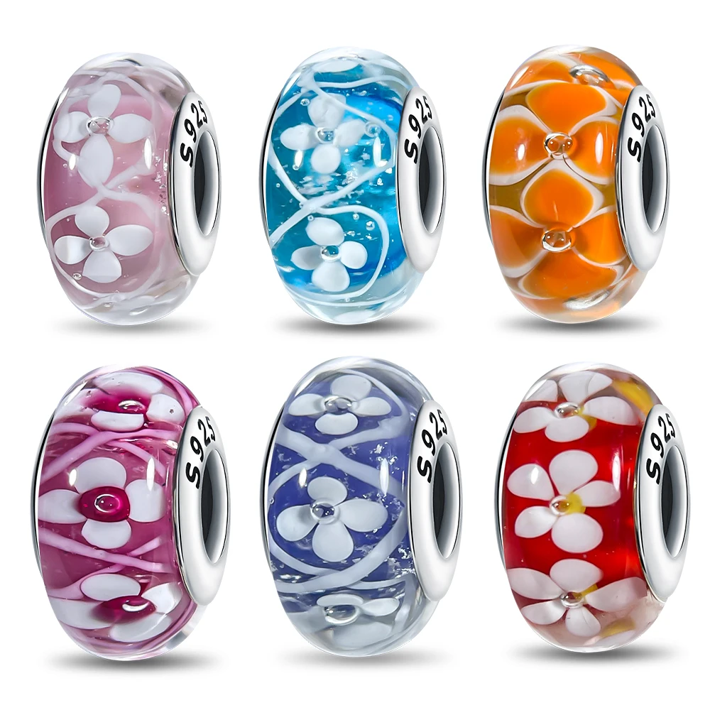 Charms-Perlen, romantische Blumenkollektion, Plata, passend für Original-925-Charms-Armbänder, Perlen, Schmuck, Geschenke für Frauen Image