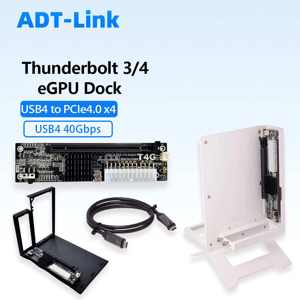eGPU Thunderbolt 4/3 TB3/TB4 zu PCIe 4.0 X4 Laptop GPU Dock Externer Adapter USB4 Vertikale Halterung Unterstützt UT4G NUC ITX STX Image