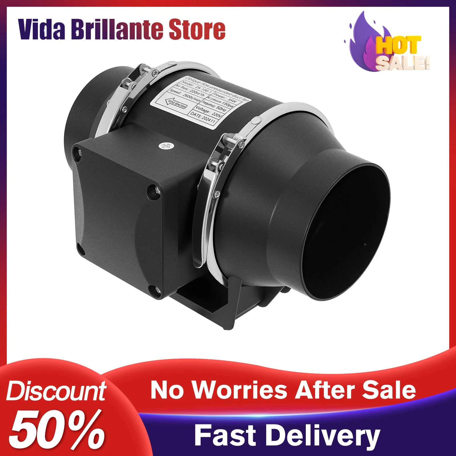 Explosionsgeschützter Lüfter Kanalventilator Industrieller Abluftventilator 220V EU-Stecker Reiner Kupfermotor Hoher Luftstrom Staub- & Ölrauch-Belüftung Image