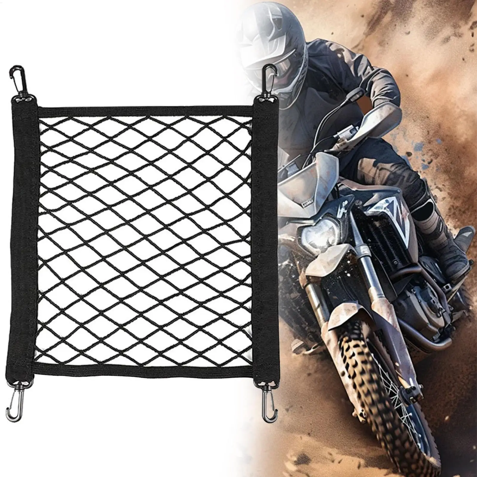 Motorcycle Cargo Net Elastic Mesh Storage for Helmet Luggage Tie Down Scooter Bicycle Motorbike Accessories Transport Security