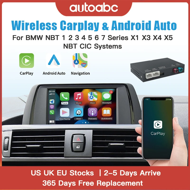 Drahtloses CarPlay für BMW NBT System 1 2 3 4 5 6 7 Serie x1 x3 x4 x5 x6 mini f56 f15 f16 f25 f26 f48 f01 f10 f22 f20 f30 f32 Unterstützt OEM- und Aftermarket-Kameras, Airplay und Spiegelung Image