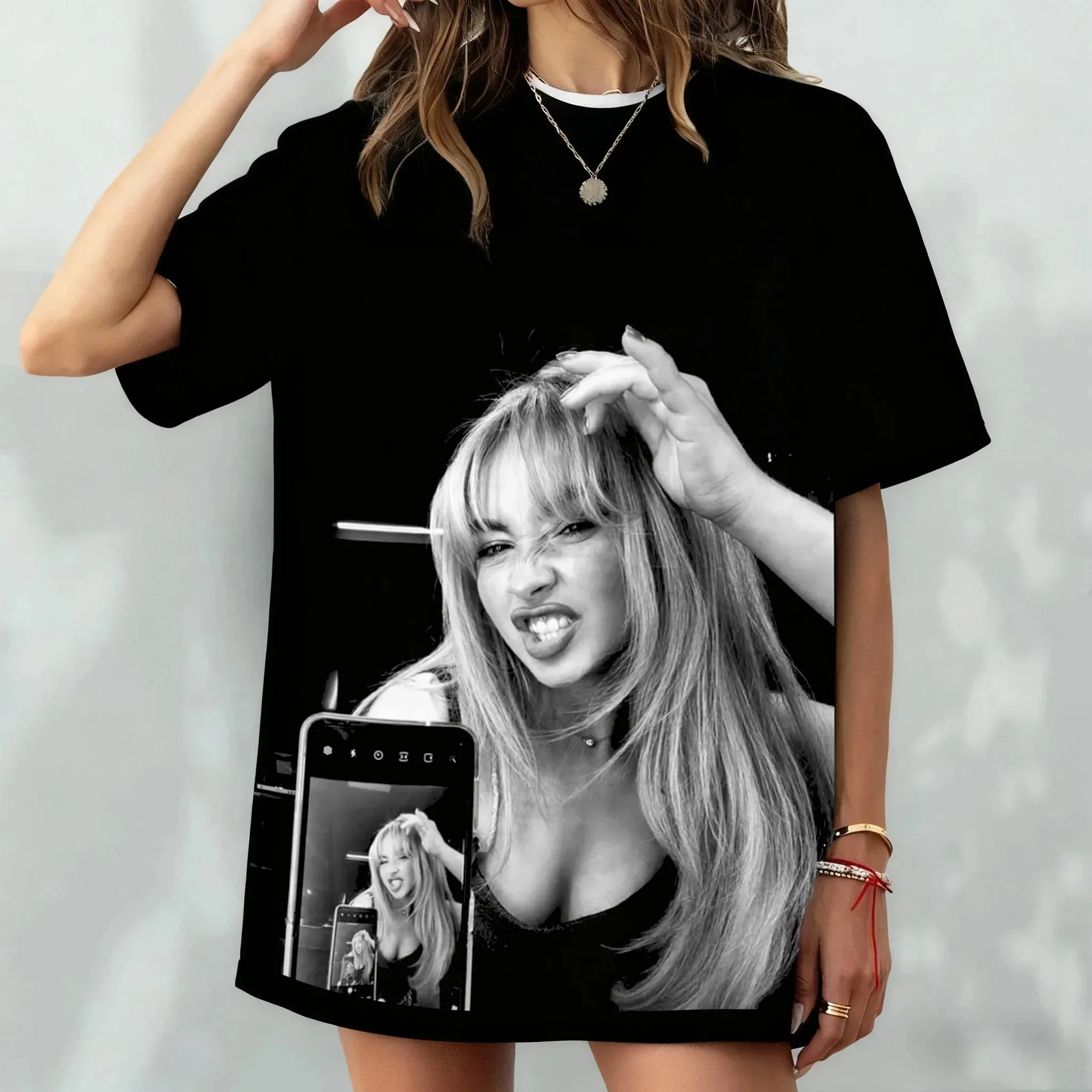 Sabrina Carpenter Retro 90er-Jahre-Stil Vintage Poster Print T-Shirt für Männer und Frauen, Baumwolle, Rundhalsausschnitt, modisch, Sommer, neue T-Shirts, übergroße Oberteile