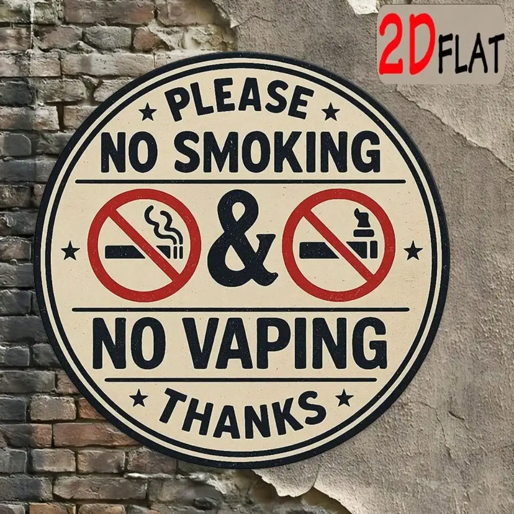 Rauchverbotsschild aus Aluminium, rund, 7,87 Zoll, 2D, flache Outdoor-Plakette für eine gesunde Umgebung Image