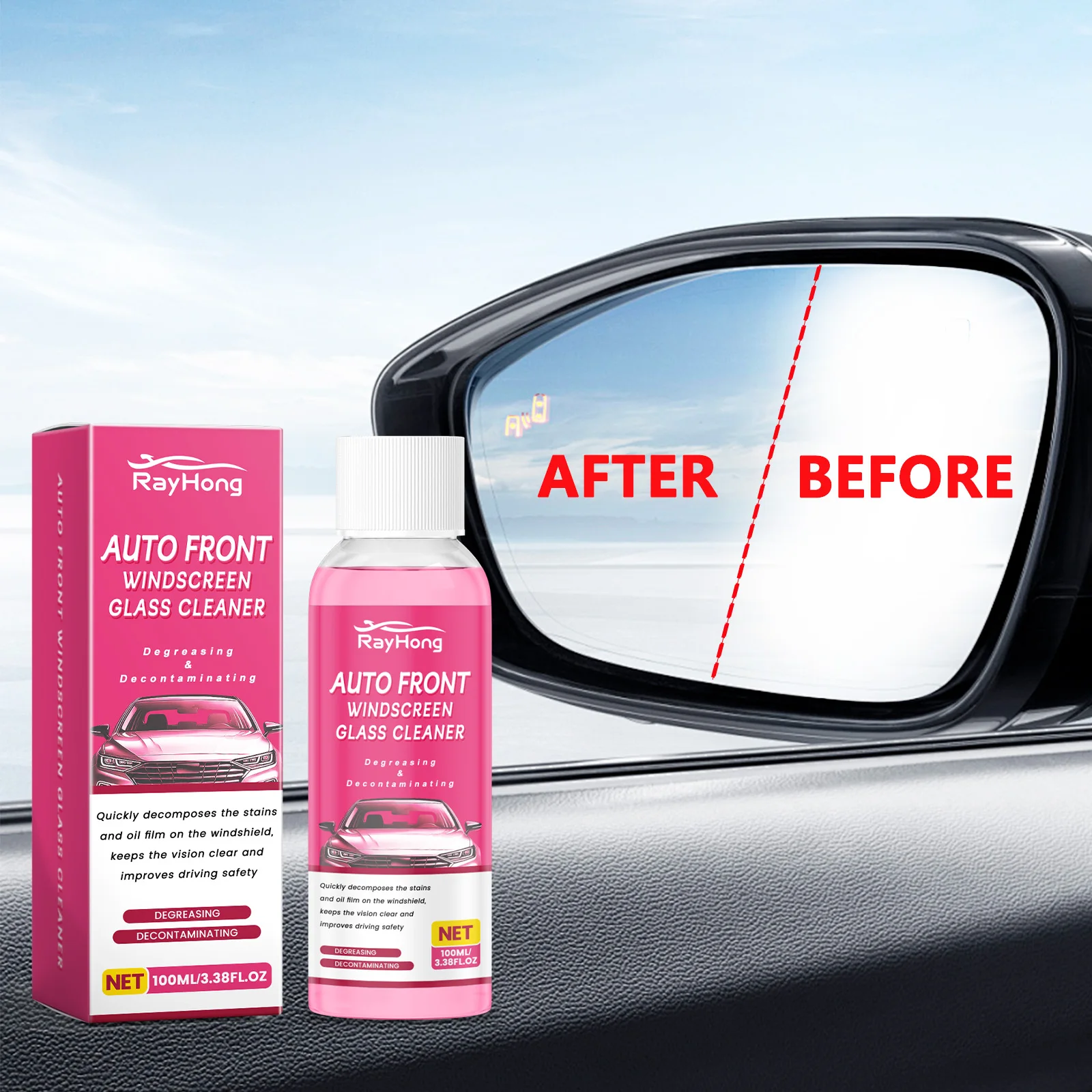Autoglas-Reiniger Entfernt Hartnäckige Flecken Ölfilm mit Anti-Beschlag- und Regenabweisender Wirkung für Klare Sicht Sicheres Fahren Image