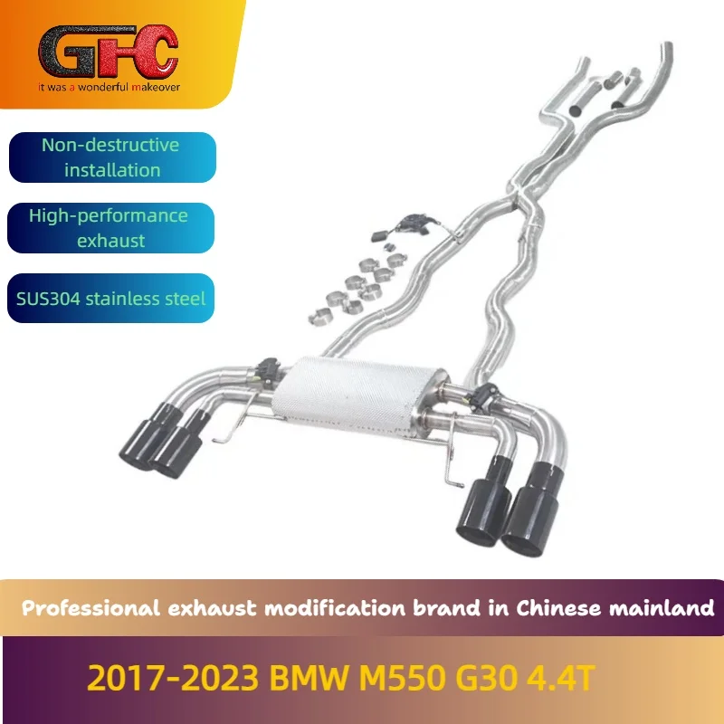 GFC Marke für den 2017-2023 BMW M550 G30 4.4T Catback Hochleistungs-Abgasanlage mit variabler Ventilsteuerung, mit Schalldämpfer und Endrohren Image