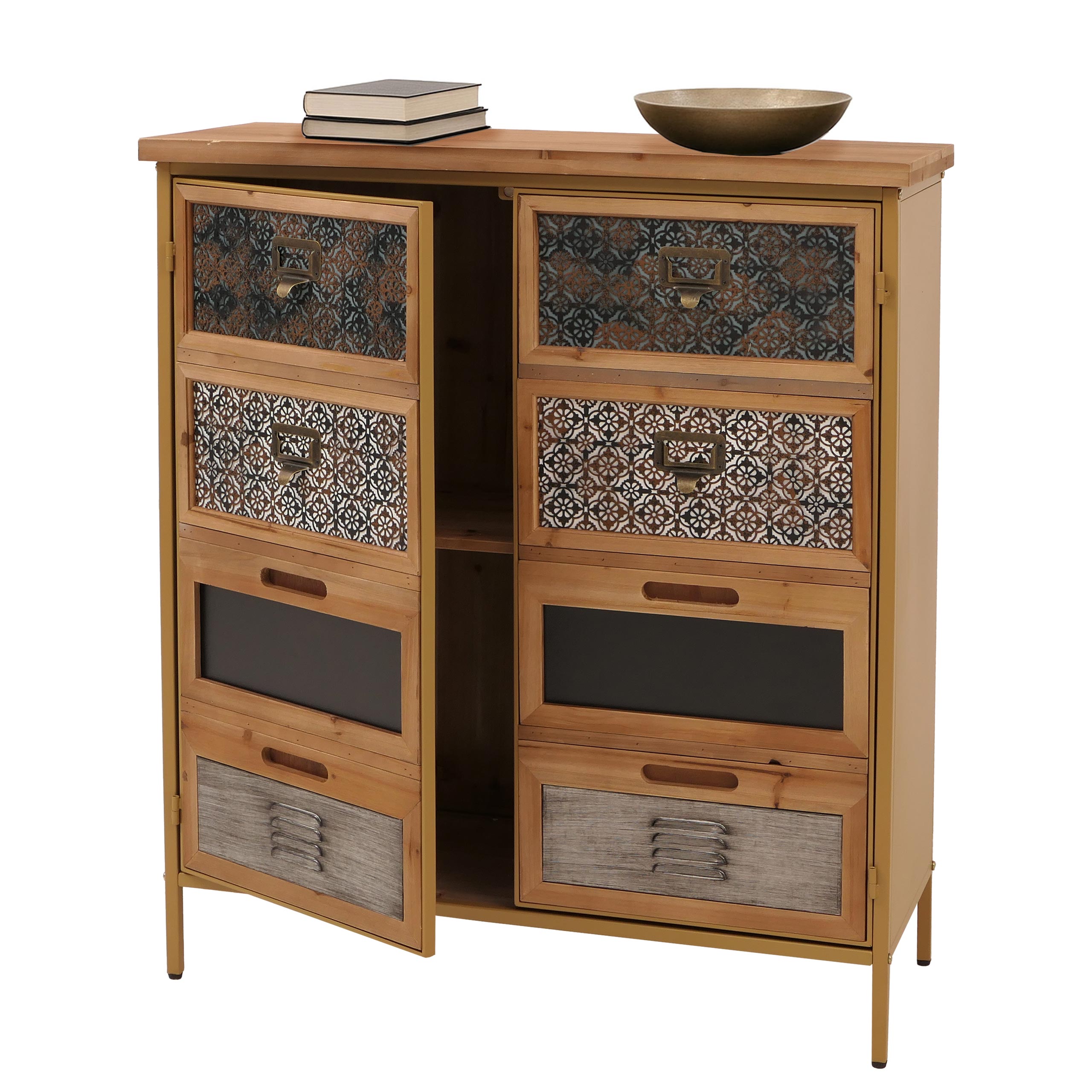 Apothekerkommode HWC-O79, Schrank Highboard Staufächer, Vintage Shabby-Look 94x80x35cm, blau Image