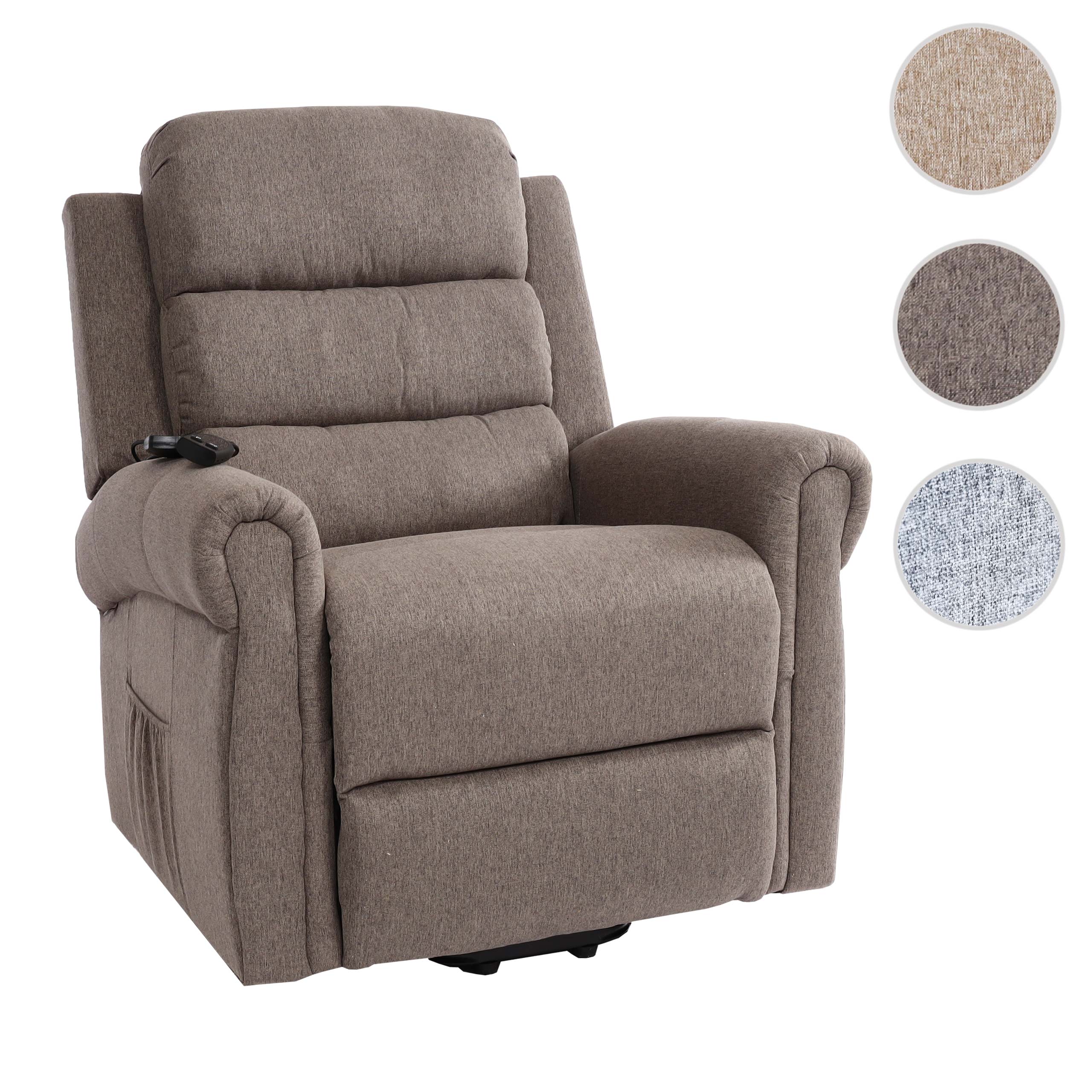 Fernsehsessel HWC-K63, Relaxsessel Sessel, Liegefunktion Aufstehhilfe Massage Heizfunktion, Stoff/Textil ~ hellgrau Image