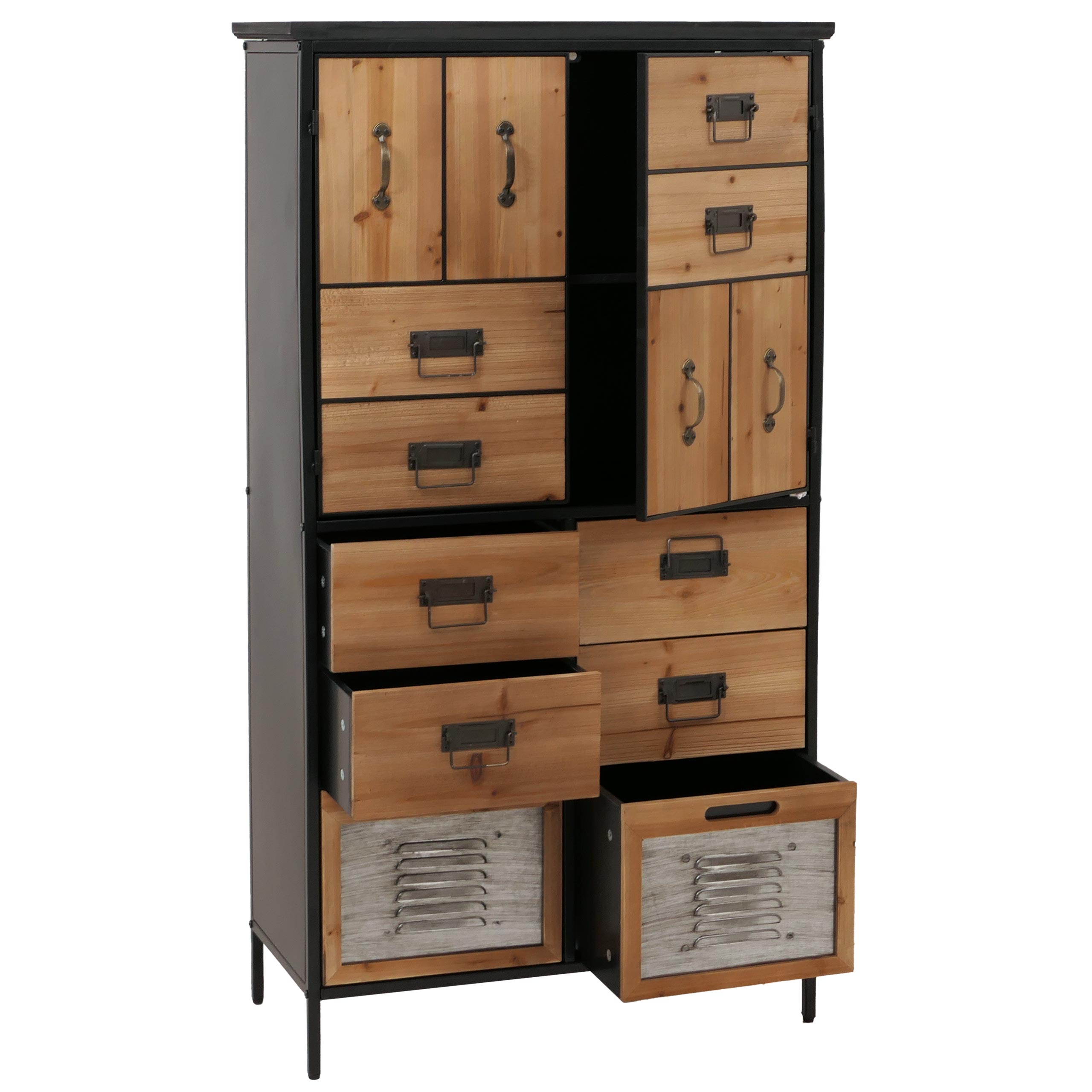 Apothekerkommode HWC-O80, Schrank Highboard Schubladen, Vintage Shabby-Look 136x73x35cm, natur Image