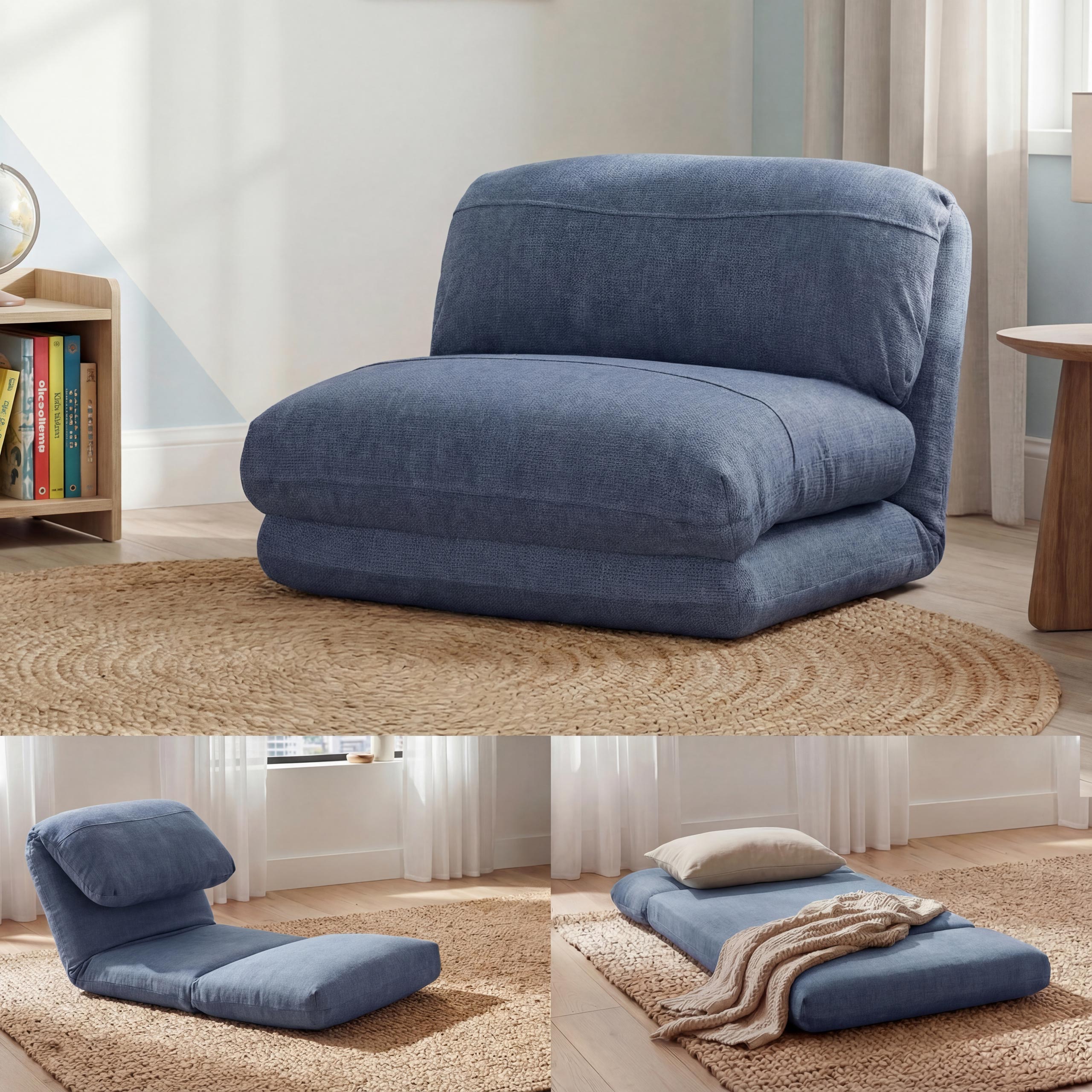 Schlafsessel HWC-E68, Schlafsofa Funktionssessel Klappsessel Relaxsessel, Stoff/Textil ~ hellblau Image