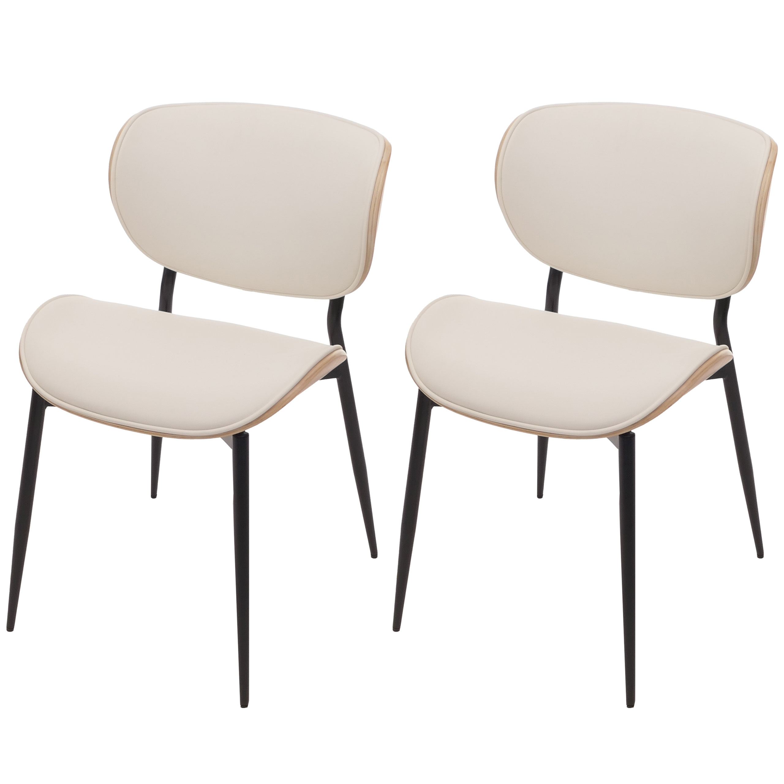 2er-Set Esszimmerstuhl HWC-O45, Stuhl, Bugholz Kunstleder 280g/m² FSC® ~ natur, weiß