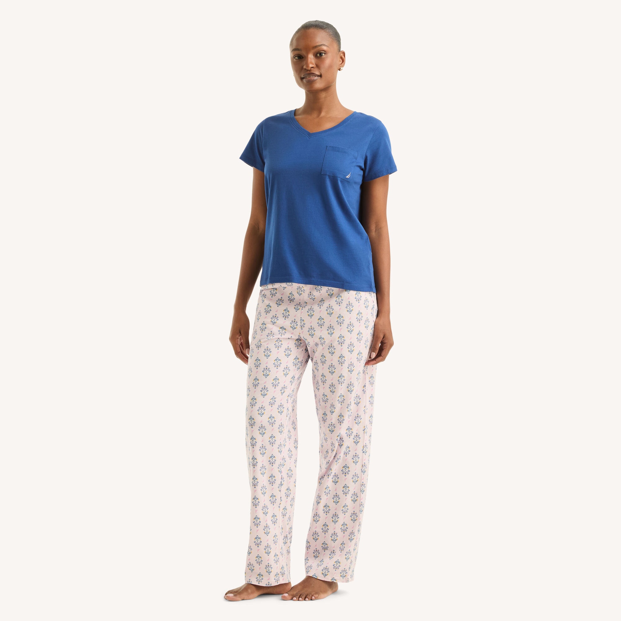 Nautica Women's Printed Pajama Pant Set 692 (Magenta Olive), M