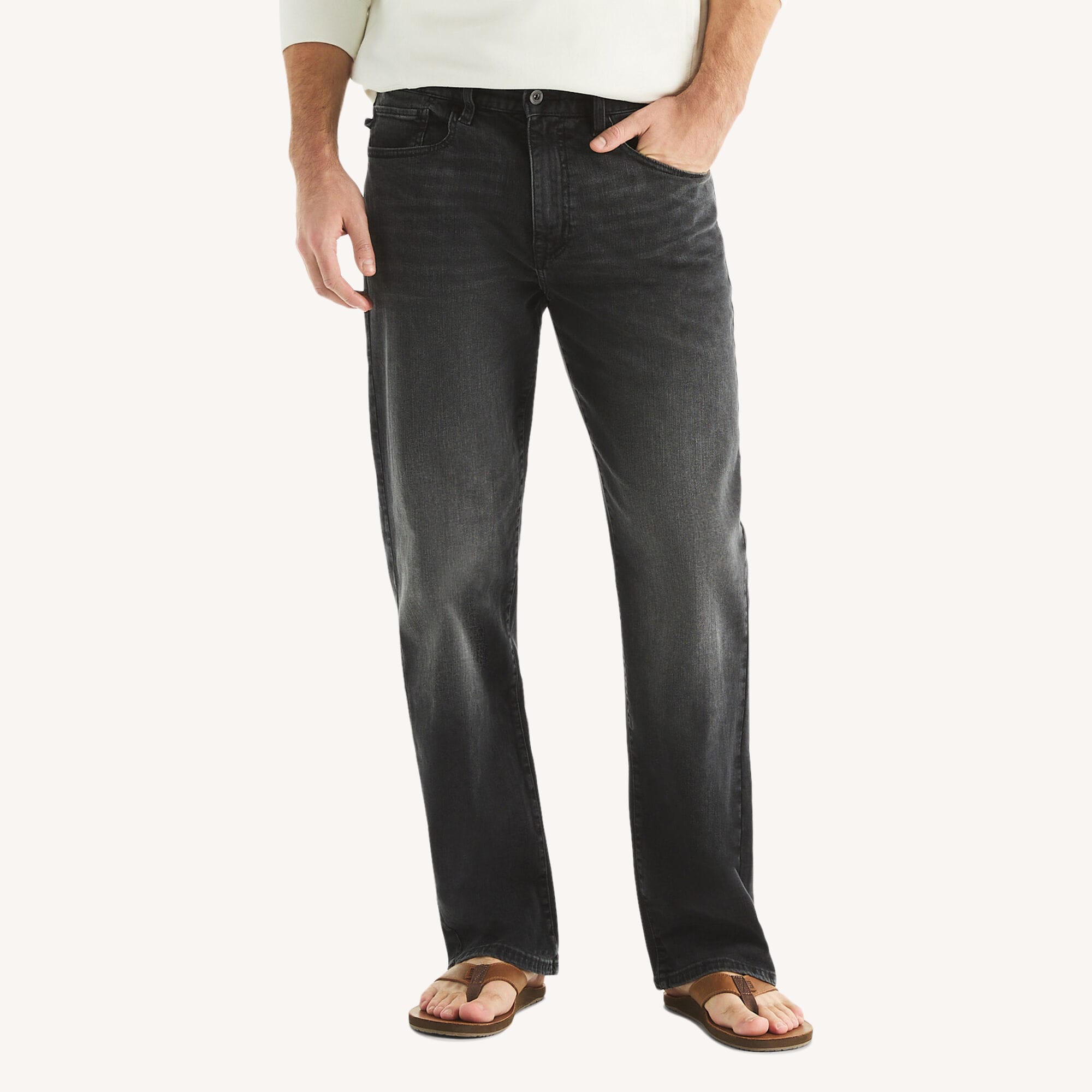 Nautica Men's Original Relaxed Stretch Denim 105 (Egret), 34x32