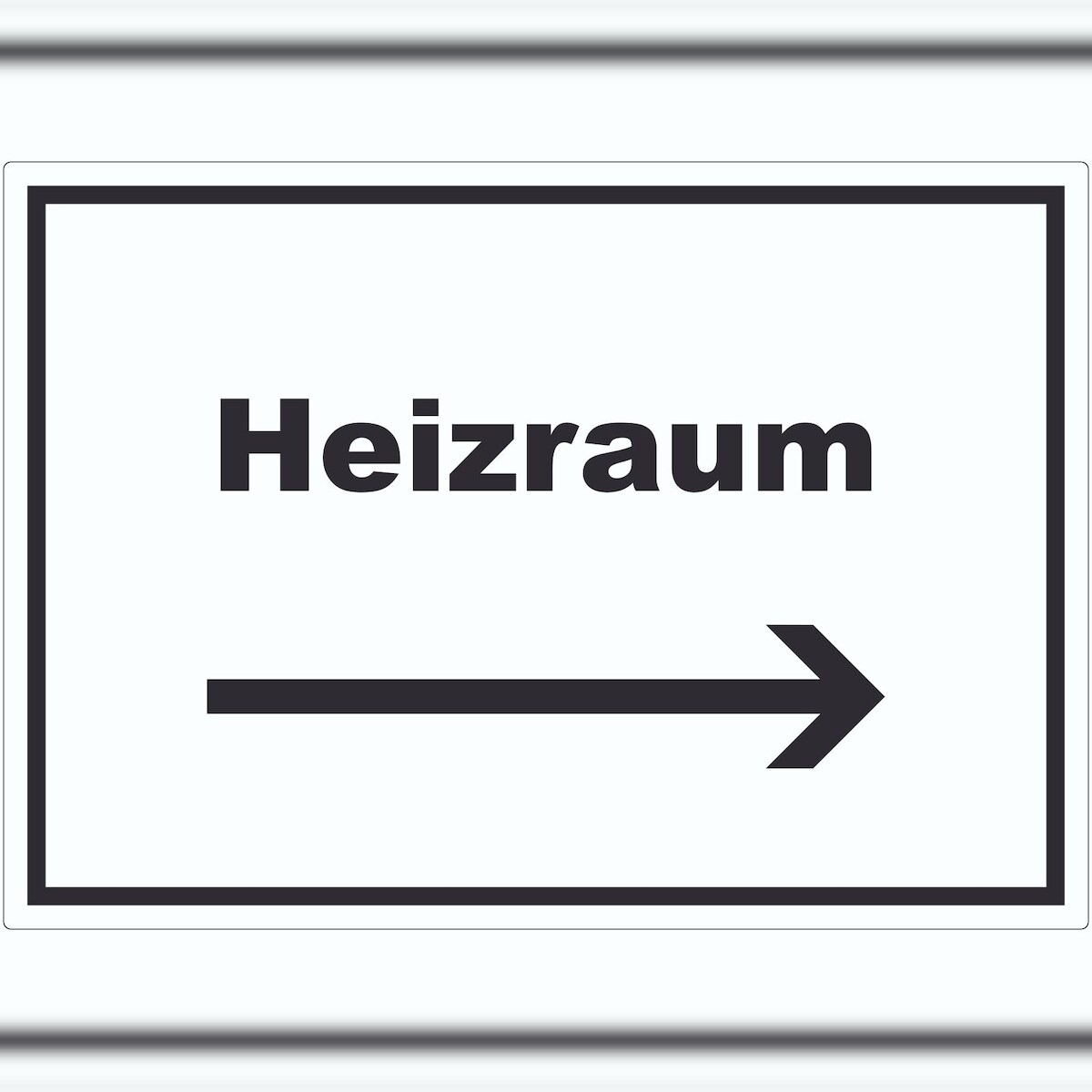 HB-Druck Heizraum Aufkleber mit Text und Richtungspfeil rechts Heizung Wärme waagerecht A3 (297x420mm) Image