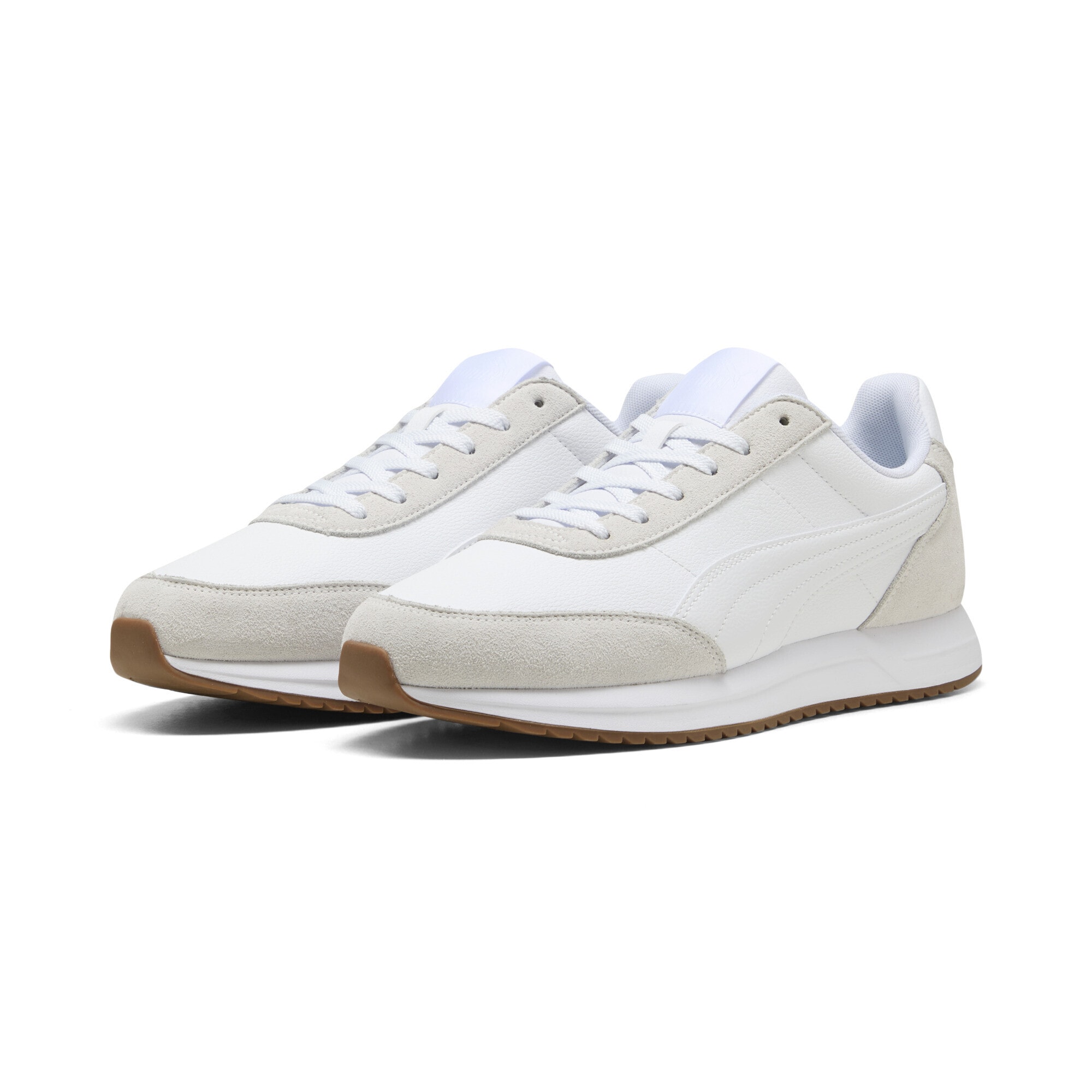 Sneaker PUMA "R78 Lightwind Sneakers Erwachsene", Herren, Gr. 48, weiß gum beige, Obermaterial: Textil, Rekonstituiertes Leder, Synthetik, Leder; Futter: Textil; Innensohle: Keine Angabe; Laufsohle: Gummi, Synthetik, Schuhe Sneaker