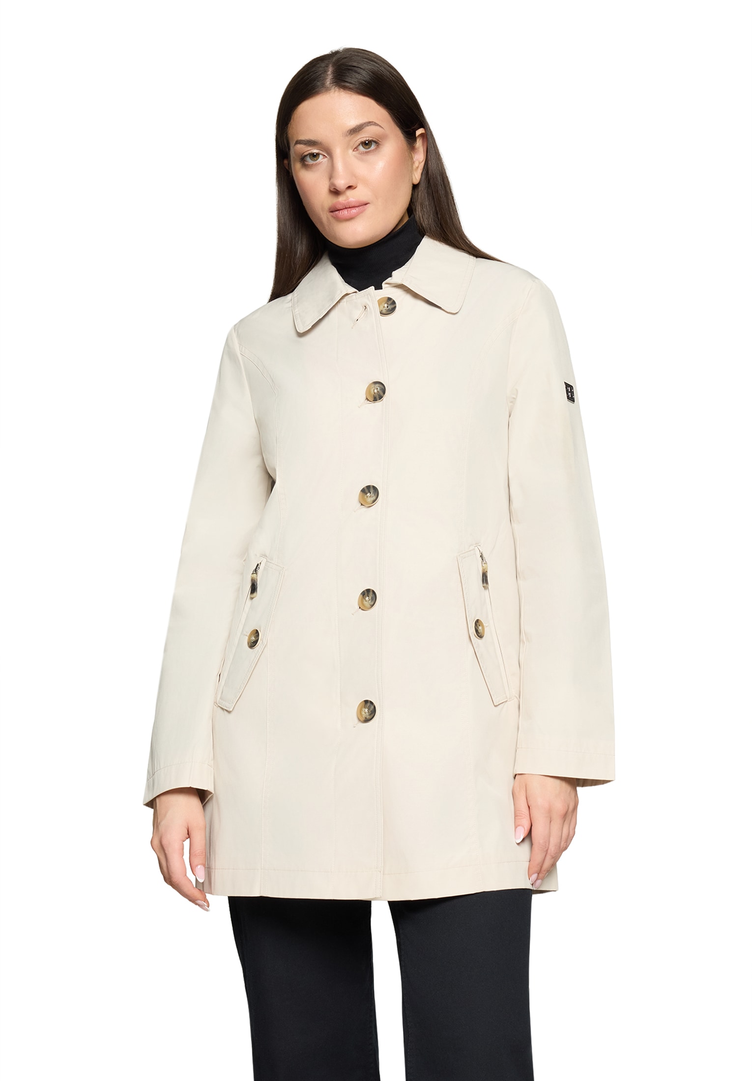 Sommerjacke BETTY BARCLAY "Damen mit Kapuze", Damen, Gr. 40, cream, Obermaterial: 52% Polyester, 48% Baumwolle; Futter: 100% Polyester; Ärmelfutter: 100% Polyester, A-Linie, Jacken Image