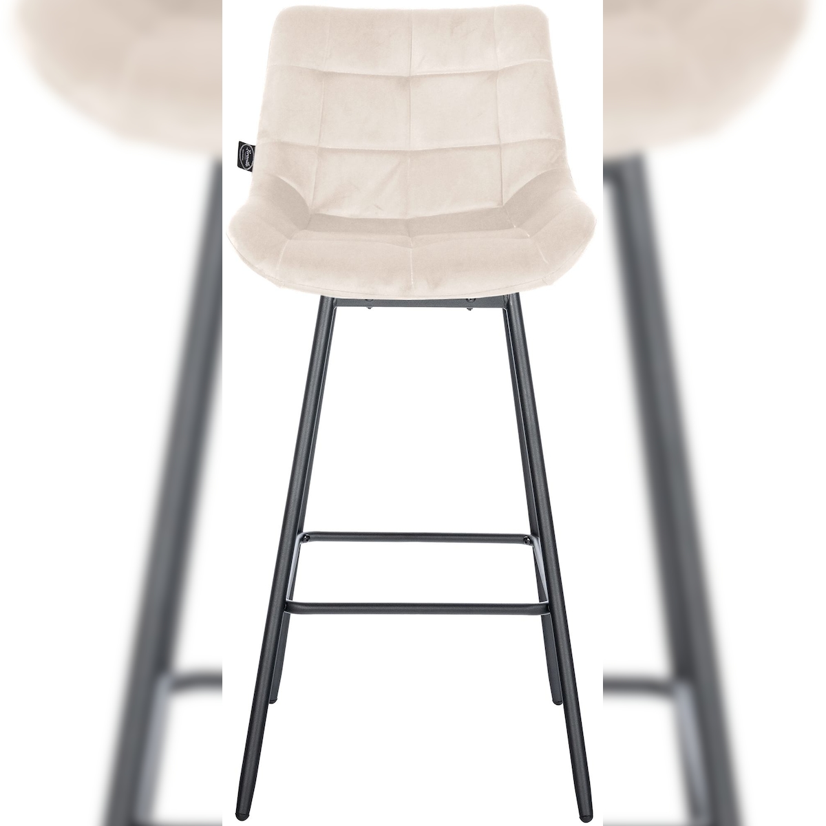 Proregal CHEFGASTRO 4er Set Barhocker GOLDEN GATE Schwenkbar Samt HxBxT 105x49x56cm Creme Barstuhl Image