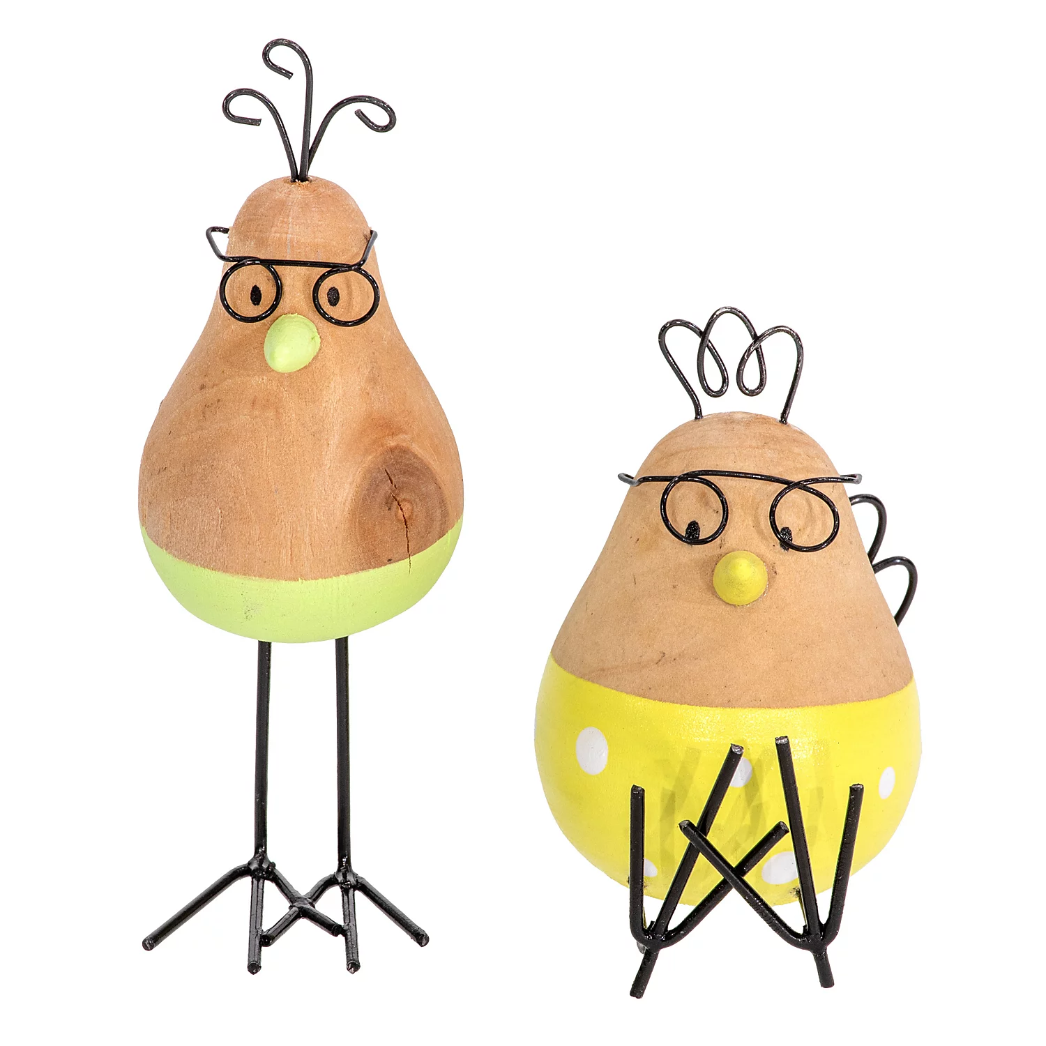 Deko-Hühner, gelb-grün, 2 Stück