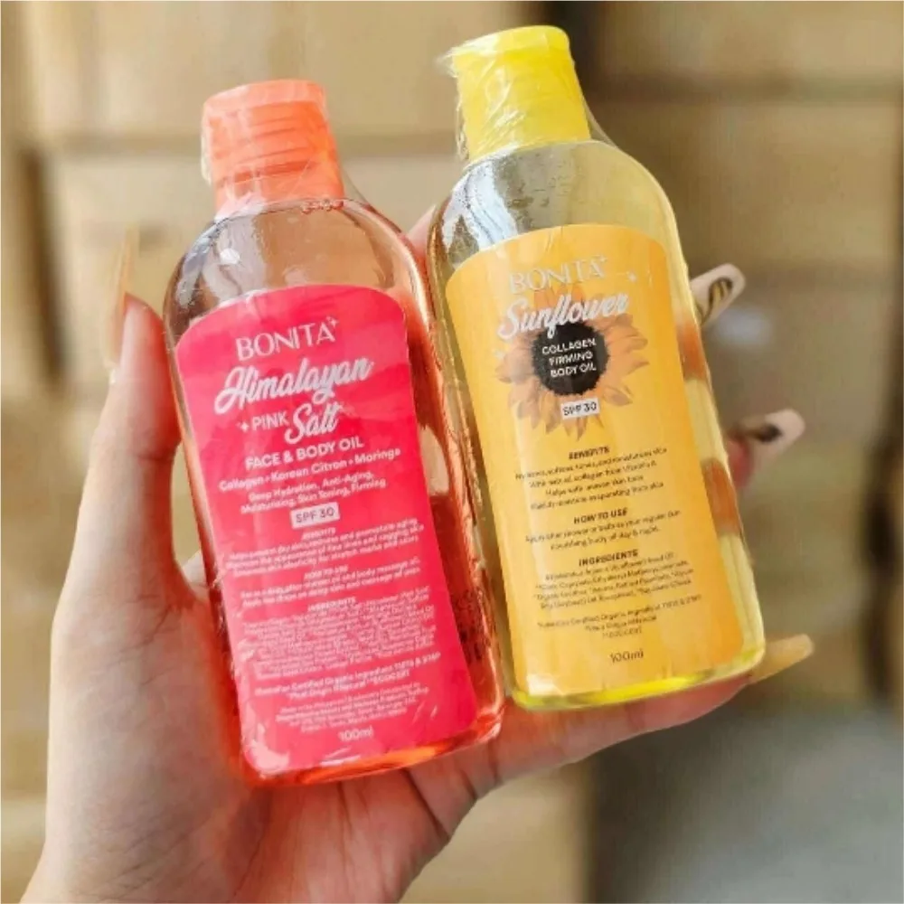 Original Bonita himalayen rose sel tournesol lavande visage corps huile collagène hydrater réduire les marques du corps acné apaiser soin du corps