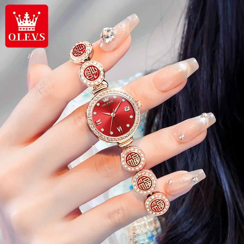OLEVS 5630 Orologio da donna Luxury Brand Orologio con diamanti Data Orologio impermeabile Orologio al quarzo Esclusivo braccialetto di benedizione Orologio da donna