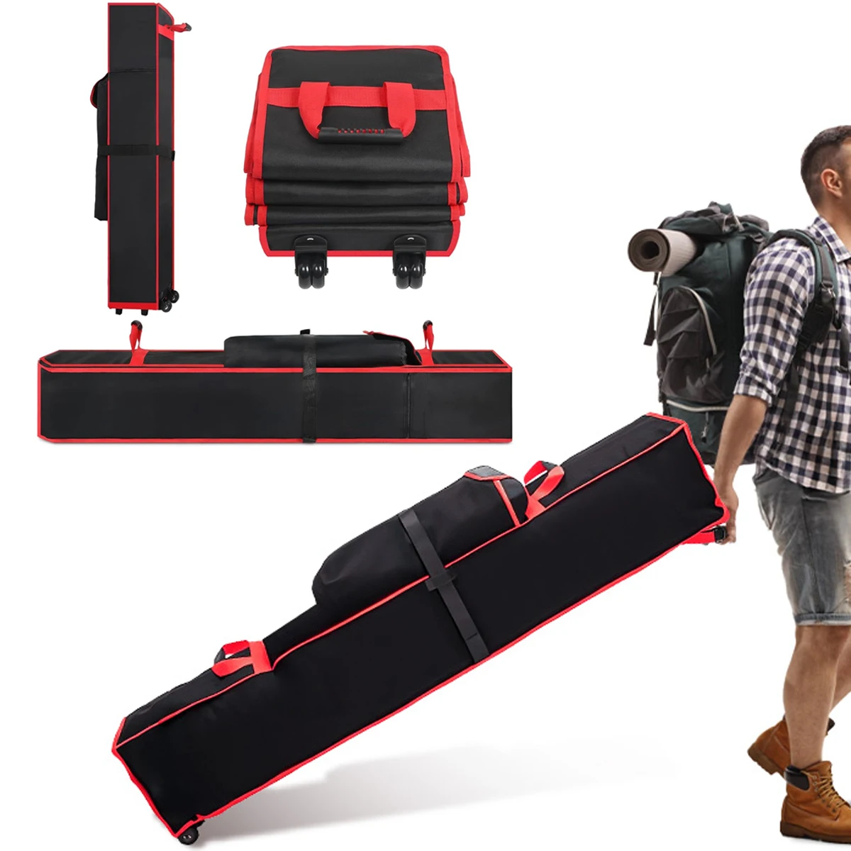 800D Heavy Duty Camping Aufbewahrungstasche Outdoor Baldachin Zeltstange Tasche Wasserdichte Reise Pop Up Baldachin Tragetasche mit Rad, Griff Image