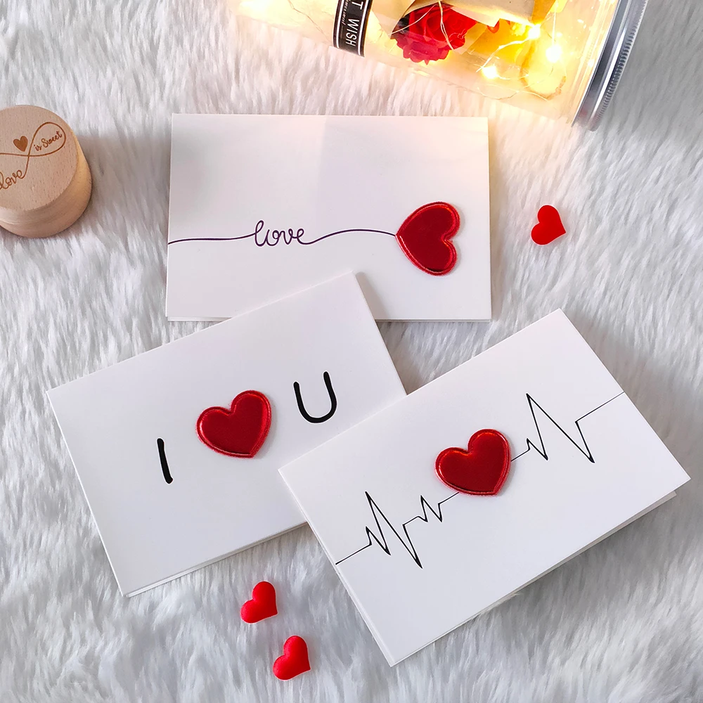 1 Satz Karten Valentinstag Geschenk Liebe Postkarte Hochzeitseinladung Grußkarten Jahrestag für Sie Valentinstag Geschenkkarte Image
