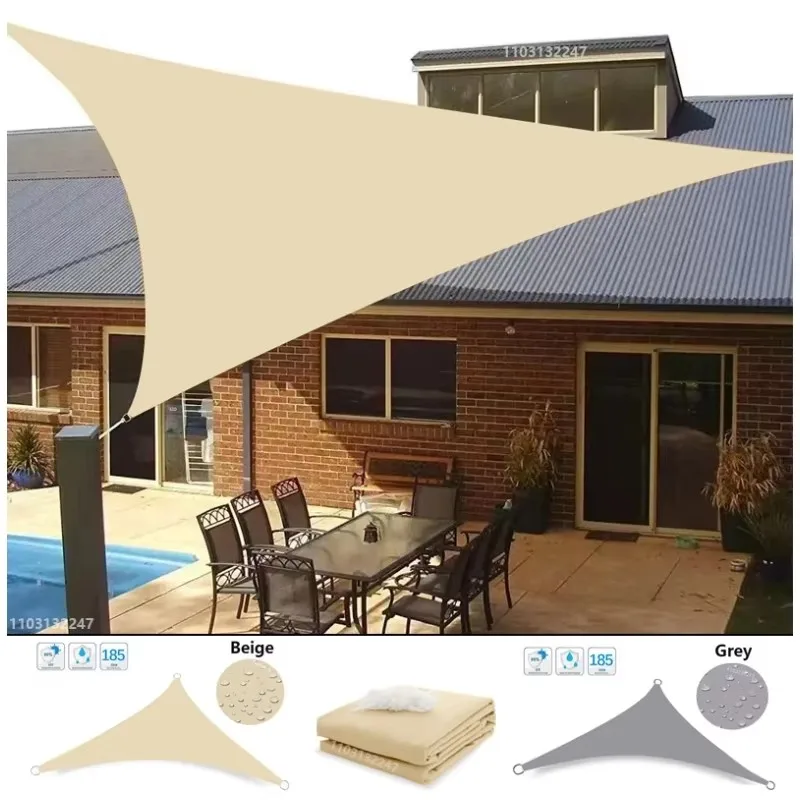 Multi-größe Dreieck Sonnenschutz Segel Wasserdichte Outdoor Garten Terrasse Party Sonnenschutz Awing Sonnendach Für Strand Camping Pool Image