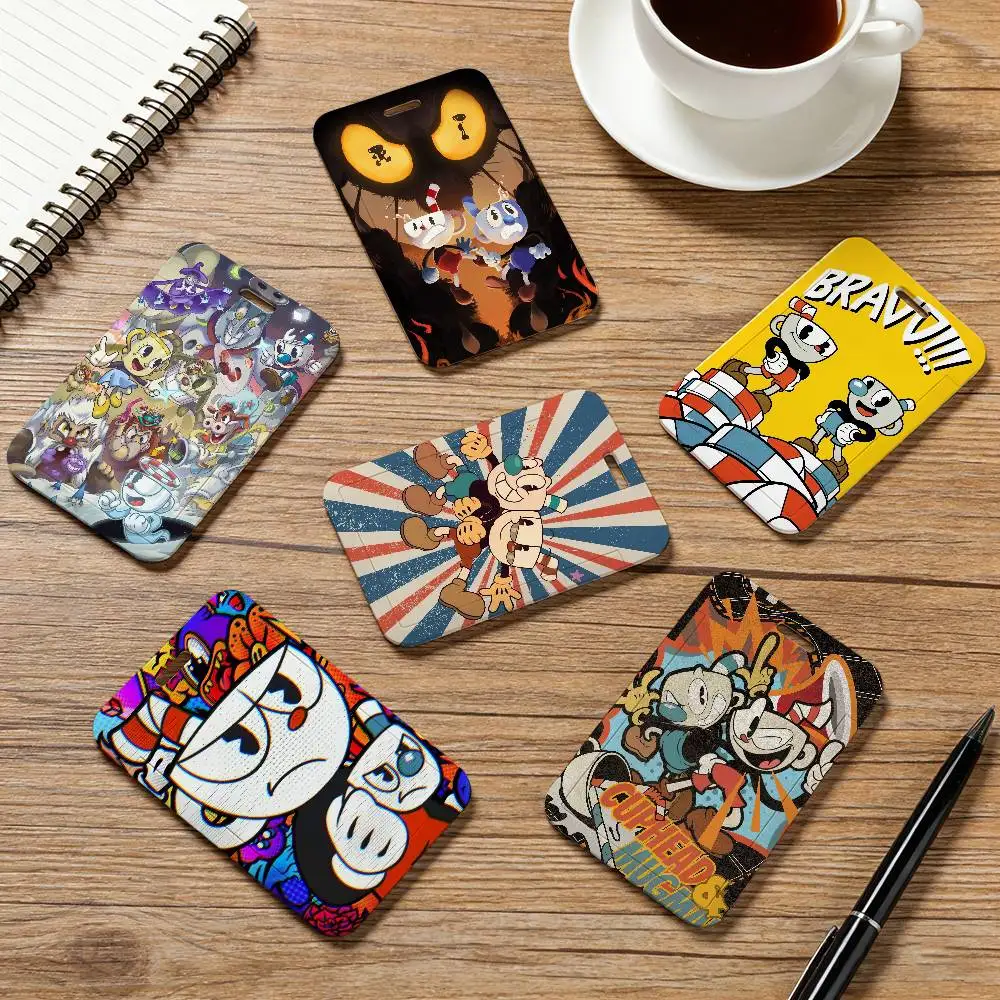 Game C-Cuphead Pocket Kreditkarten-Ausweishalter Buskartenhalter Passhülle mit Umhängeband Image