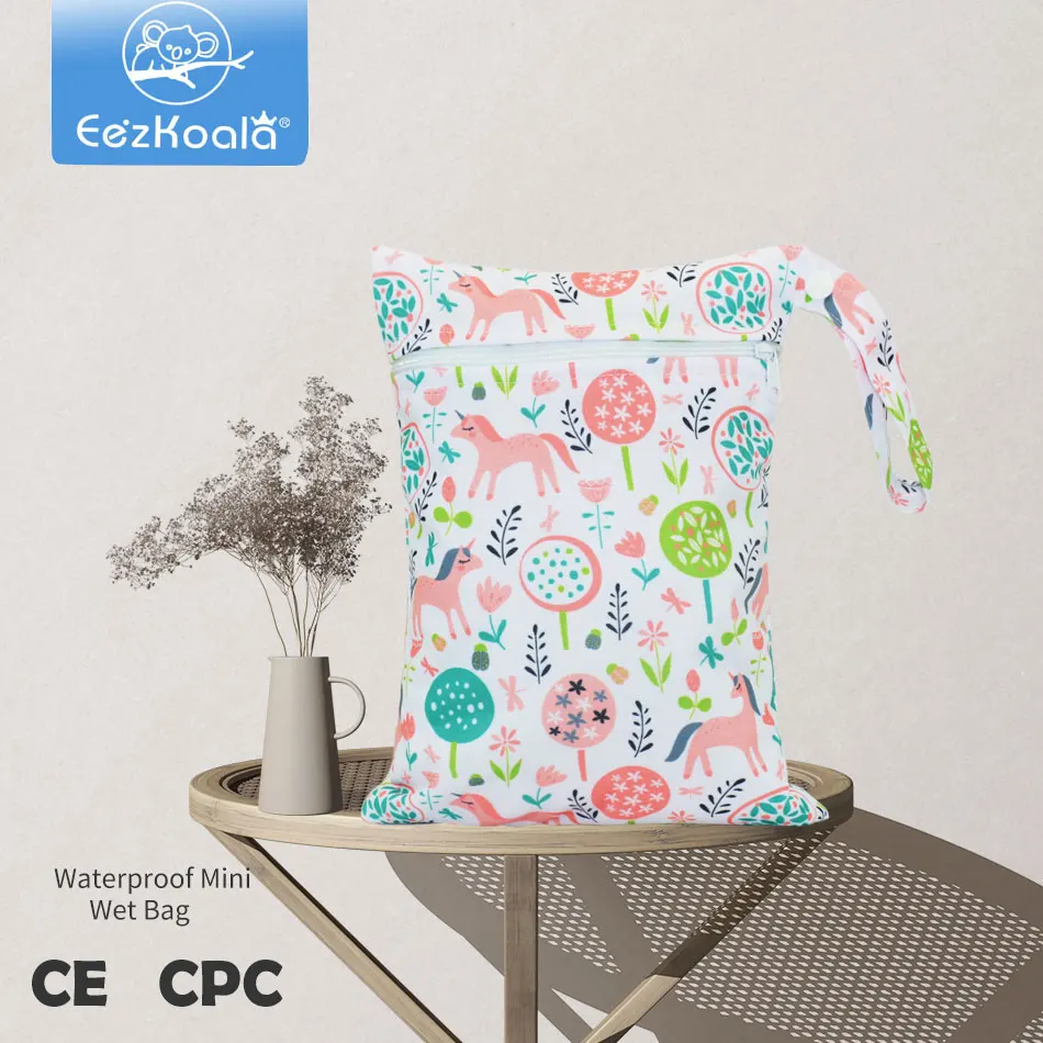 EezKoala Baby-Wickeltasche, Mini-WetBags, 18 x 25 cm, Reißverschluss, wasserdicht, Nass- und Trockenwindelhandtasche, Reise, Outdoor, Kinderwagen, Tragetasche, Aufbewahrung Image