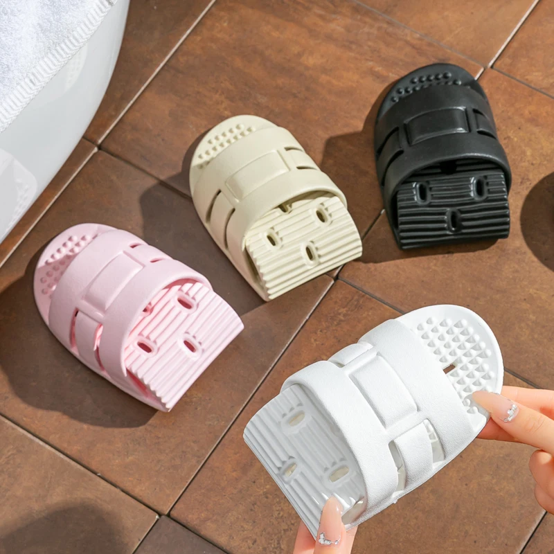 Women's Foldable Portable Slippers Non-Slip Hollow Bathroom Bath Leakage Quick-Drying Lightweight And Compact For Travel Image