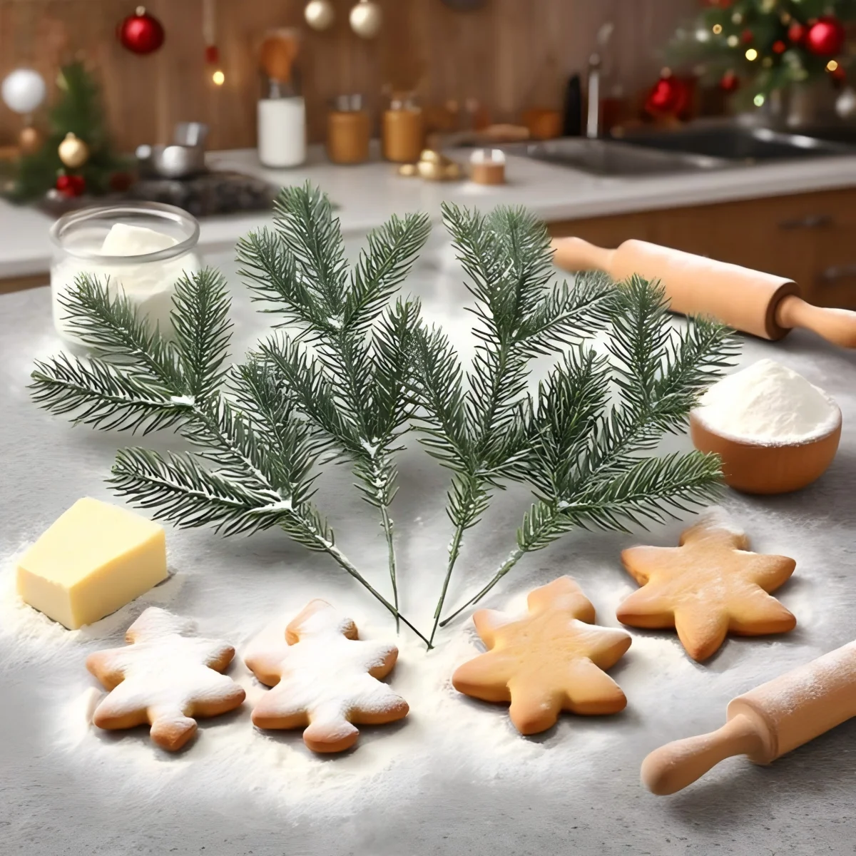 10 Stück simulierte Grünpflanzen, weihnachtliche Kiefernzweige, Partydekorationen für das neue Jahr, Weihnachtsbaumkranzdekorationen Image