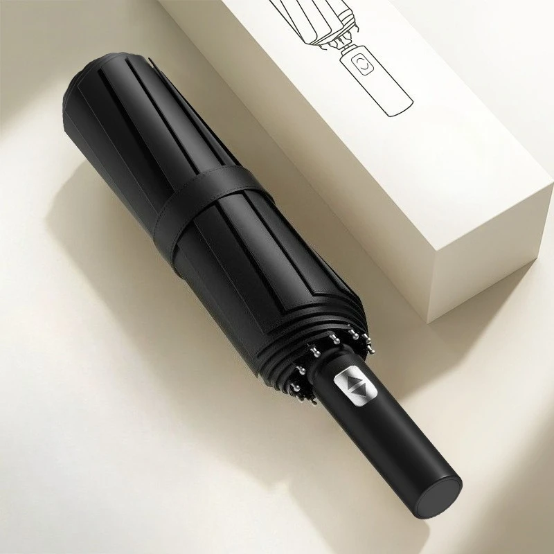 12K Allwetter-Dual-Purpose-Sonnenschutzschirm aus schwarzem Gummi, zusammenklappbarer High-End-Sonnenschirm, vollautomatischer Regenschirm Image