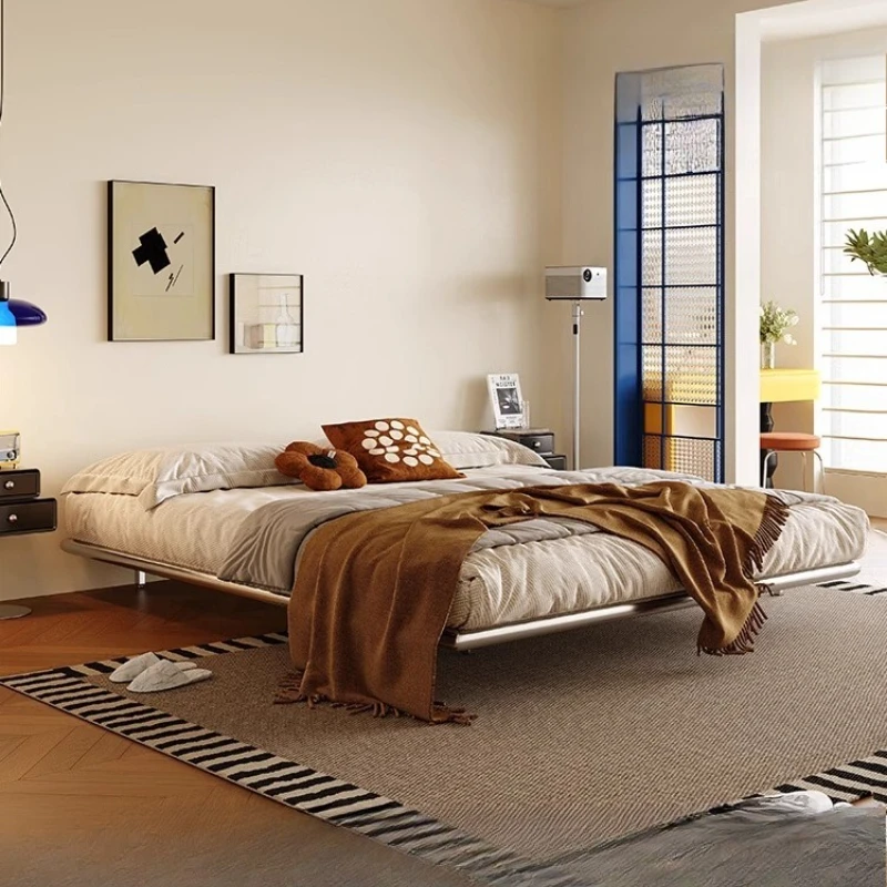 Italienische Metallbetten, 200 x 180 cm, schwimmende Designer-Luxus-Loft-Doppelbettgestelle, Schränke für Erwachsene, Cama, Ehe-Möbel, Zuhause Image