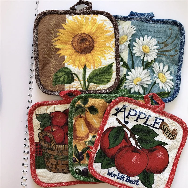 1Pc 16,5x16,5 cm Platz Nähen Baumwolle Wärme Beständig Topflappen Topf Halter Pads Tisch Tischset Küche Backen Werkzeug Image