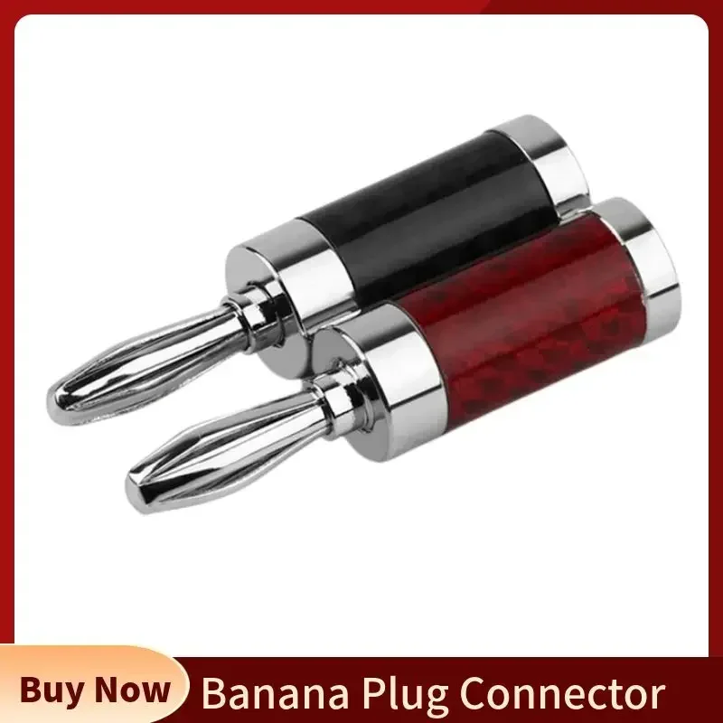 4mm Bananen Stecker Anschlüsse Männlich Audio Stecker Jack Mit Schraube Rhodiniert Carbon Faser Shell Für Verstärker Mixer Schwarz rot Image