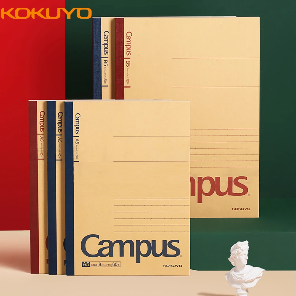 2 Pcs Japan Kokuyo Notebook Campus Drahtlose Verbindlich Kraft Papier Abdeckung Kleber-gebunden Buch Student mit Retro Verschönerung Tagebuch Image