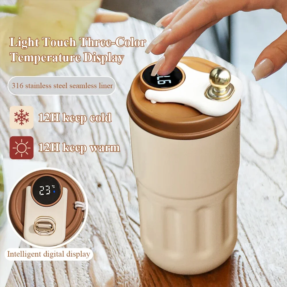 420 ml Temperaturanzeige Kaffeetasse Smart Thermos Reise-Kaffeetasse 316 Edelstahl Thermobecher Auslaufsicherer Becher Geschenk Image
