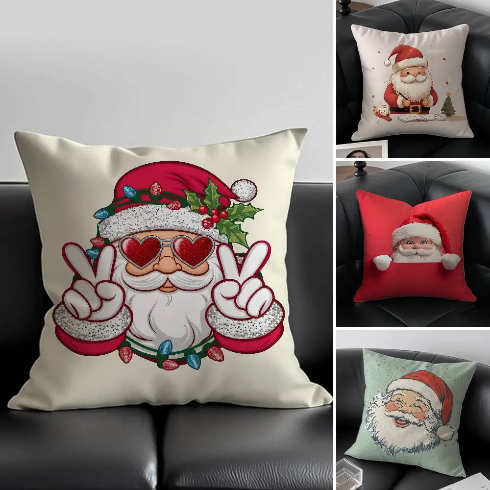 Niedlicher Weihnachtsmann-Kissenbezug, Anti-Dustmite, unsichtbarer Reißverschluss, Schlafsofa