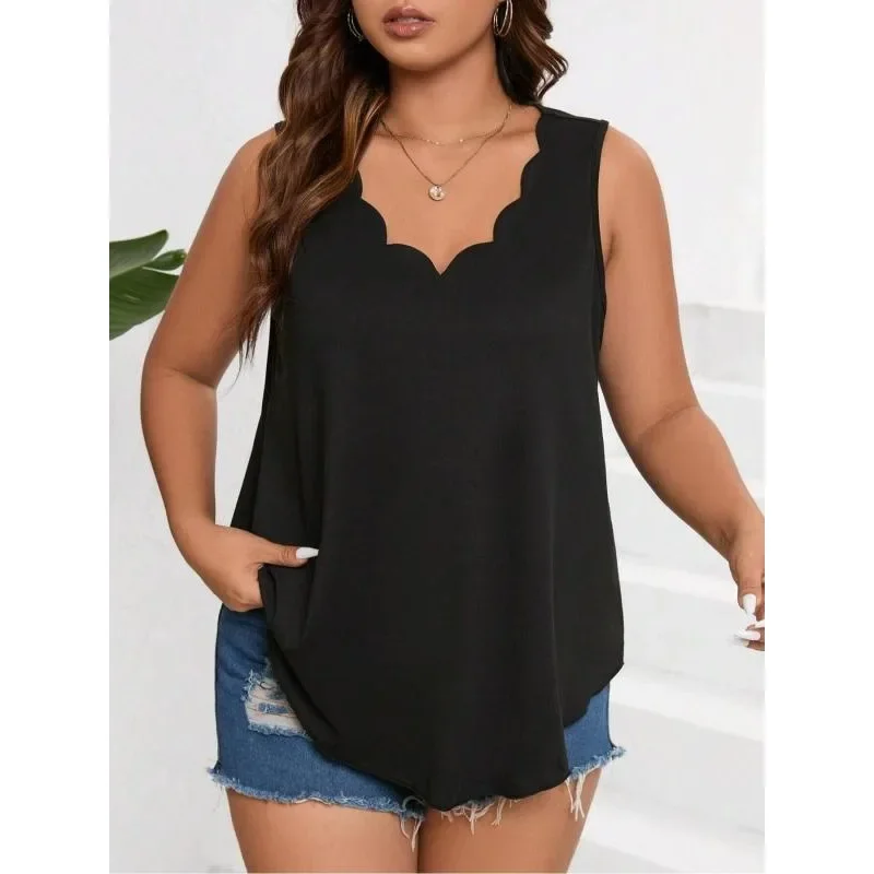 Plus Größe Neue Frauen V-ausschnitt Casual Shirts Damen Mode Ärmellose Tank Top Blume Gedruckt Einfarbig Bluse Weibliche Weste Image
