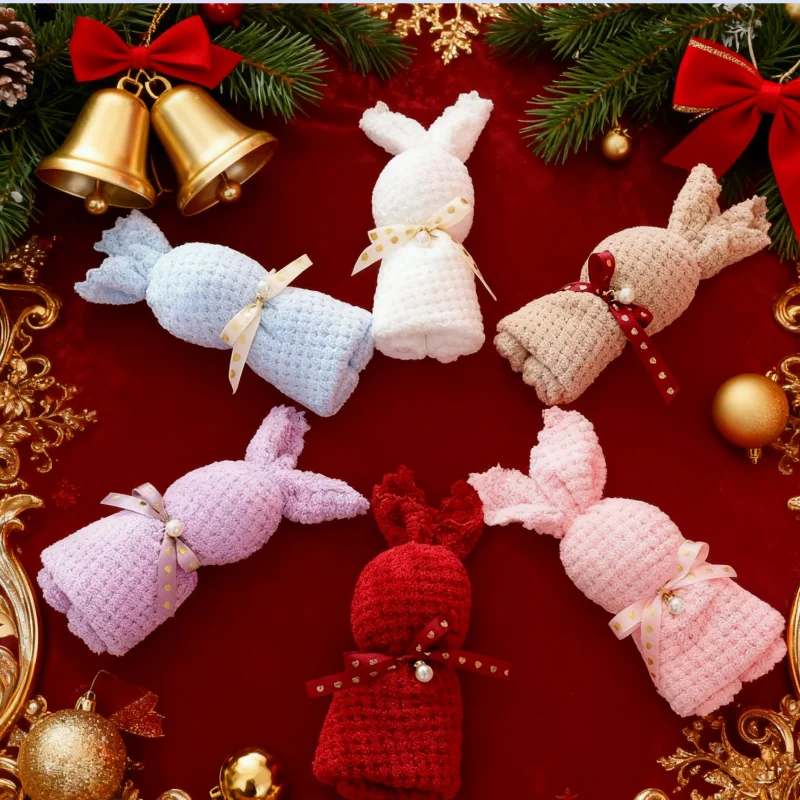 4 Stück Zufällige Farbe Kaninchen Gesicht Handtücher Souvenir Kleine Kaninchen Handtücher Hochzeit Rückkehr Geschenk Geburtstagsgeschenk Eröffnungsfeier Geschenk Brautjungfer Hochzeit Kleines Geschenk Image
