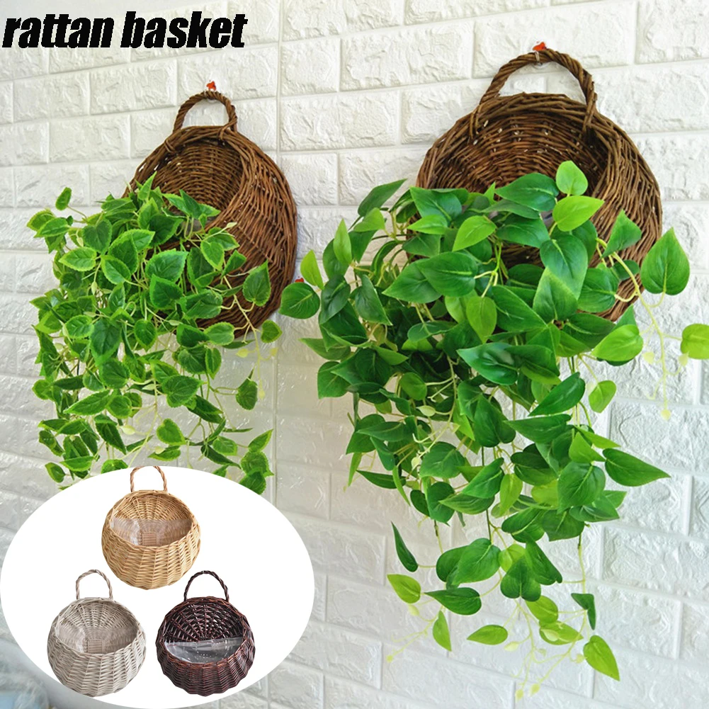 Hängende Pflanzer Wand Korb handgemachte Korb Blumentopf gewebte Rattan Blume Pflanze Korb Balkon Garten Wohnkultur Image