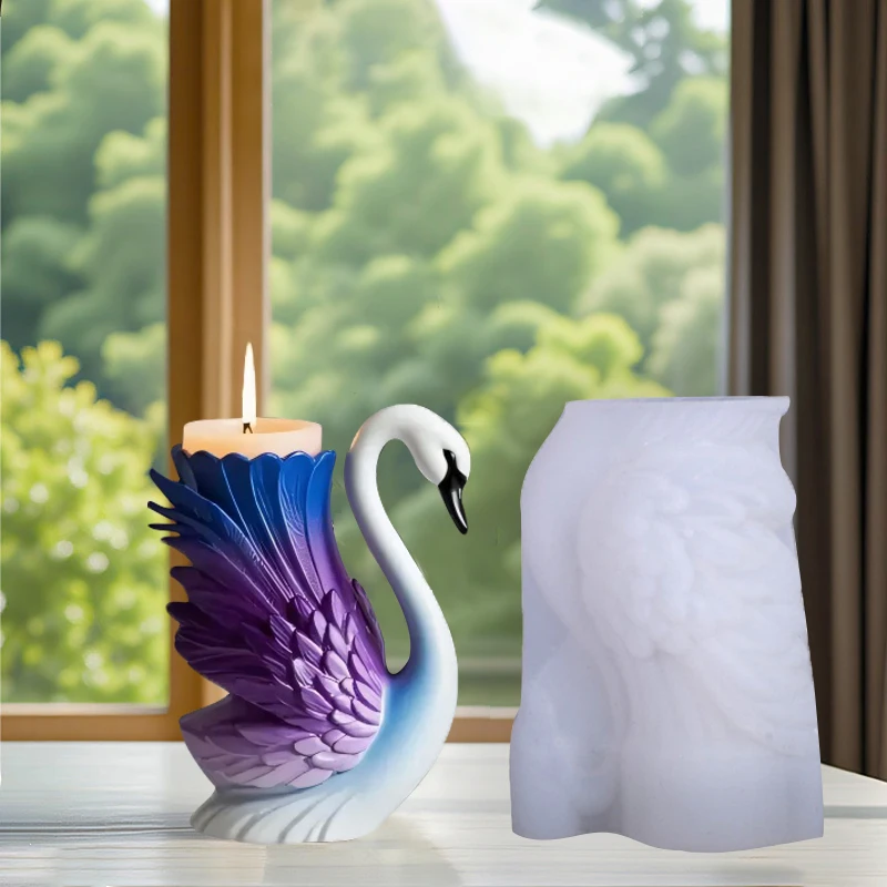 Schwan Aromatherapie Kerze Tasse Silikon Form DIY Handgemachte Epoxidharz Zement Gips Sukkulente Blumentopf Lagerung Box Form Image