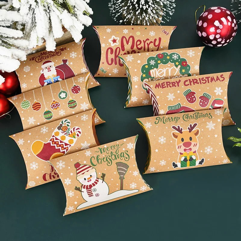 10/20/30 Stücke Weihnachten Kissen Candy Box 2025 Weihnachten Kinder Geschenk Snack Verpackung Boxen Weihnachtsdekoration für Zuhause Neujahr 2026 Image