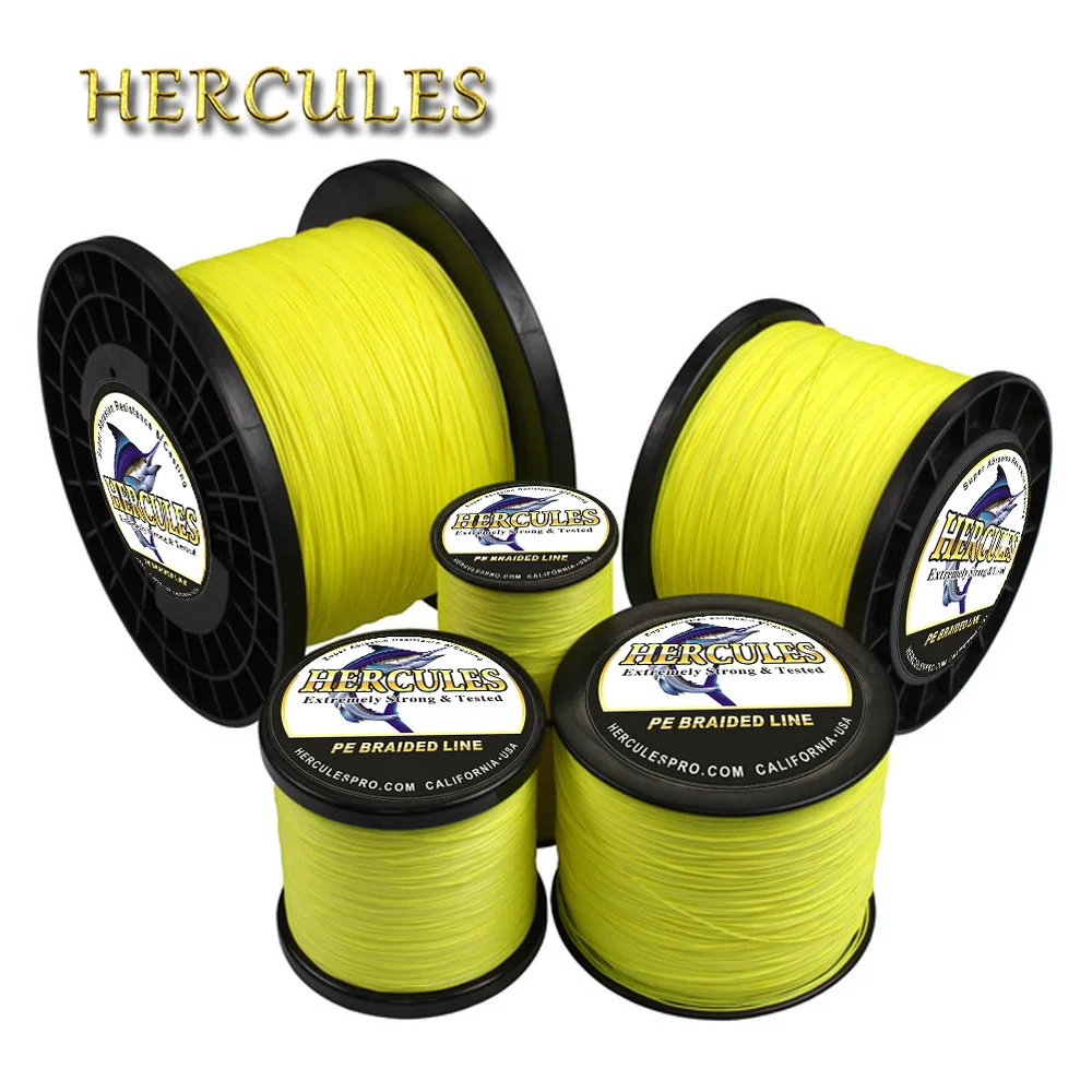 Hercules Geflochtene Angelschnur 8Strands Fluoreszierende Gelb 100M 300M 500M 100 0M 1500M 2000M Schnur linha multifilamento für Angeln Image