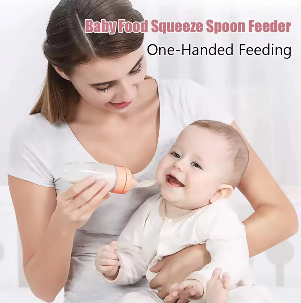 Silikon-Fütterungslöffel für Babys, Silikonflasche, Nahrungsergänzungsmittel, Reispaste für Kinder Image