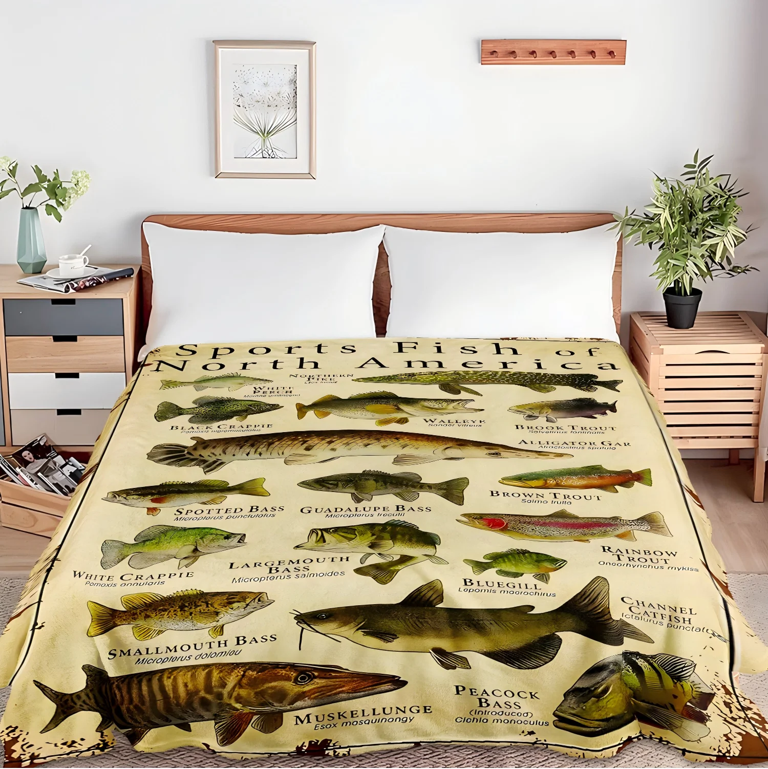 1pc werfen Sport Fisch Muster Flanell Decke für Couch Bett Sofa gemütlich bequeme warme Decken Festival Geschenke Familie Dekor die ganze Saison Image