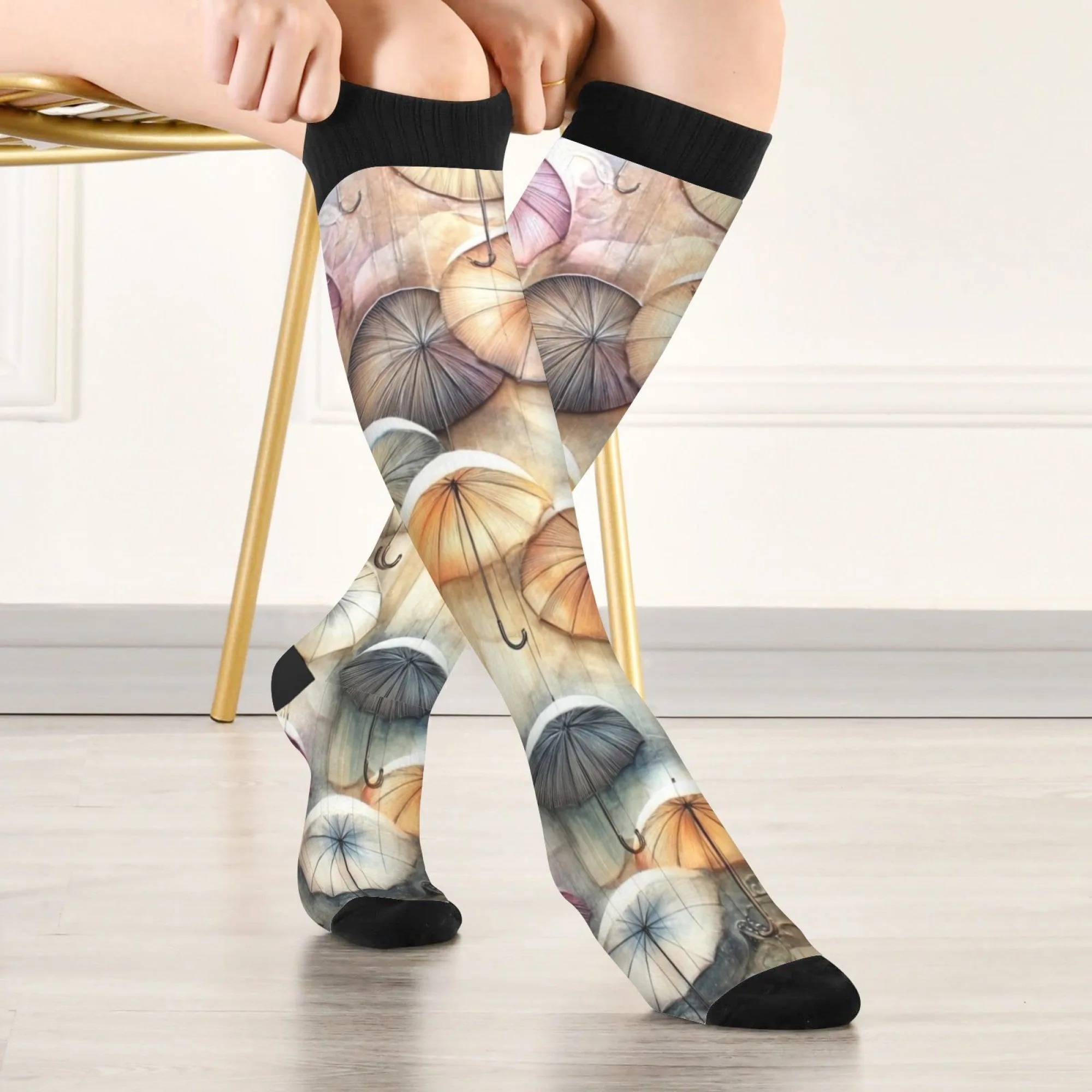 Das Muster eines umgedrehten Schirms hängende Socken, Unisex, Retro-Mode, lässige Sportsocken, neuartige, lustige, warme Strümpfe Image