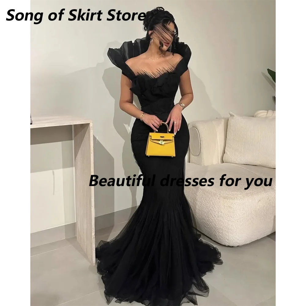 Black Prom Dresses Off The Shoulder Mermaid Prom Gowns for Women 2026 Sleeveless Floor Length Formal Party Gown Customized