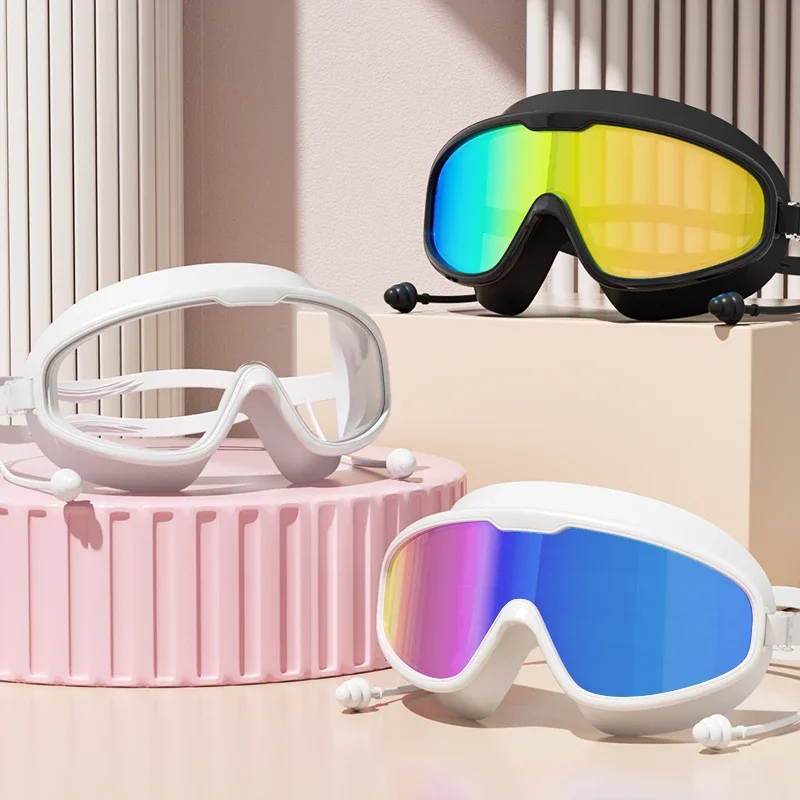 Schwimmbrille Schwimmbrille mit großem Rahmen, großer Rahmen, HD-Weitwinkel-Antibeschlag-UV-Schutz, Schwimmbrille für Erwachsene, kein Auslaufen Image