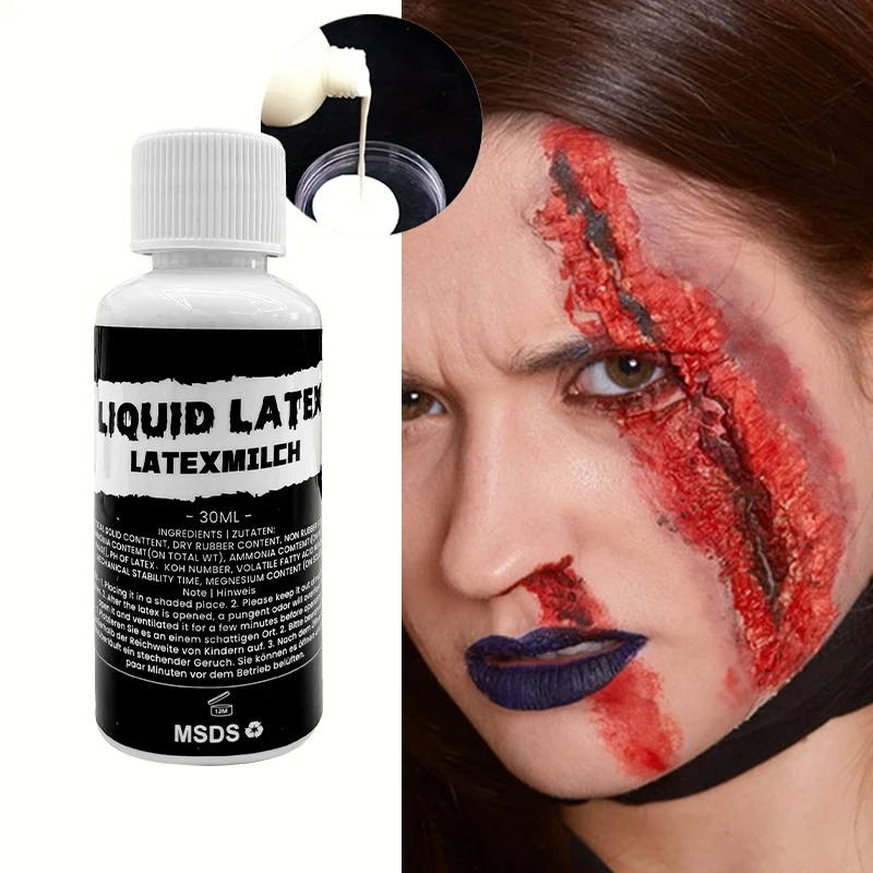 Flüssiges Halloween-Make-up aus Latex, Zombie-Folie-Effekte, Make-up, Spezialeffekte, SFX, kosmetische, sichere Gesichts- und Körperbemalung, realistisch und waschbar Image